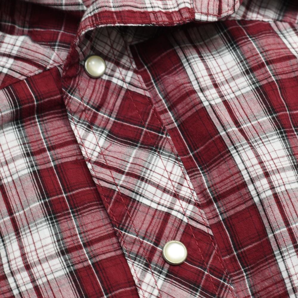 Wrangler Western Men's Shirt Plaid Cotton Blend Red Size 2XL Pearl Snap - Picture 8 of 8